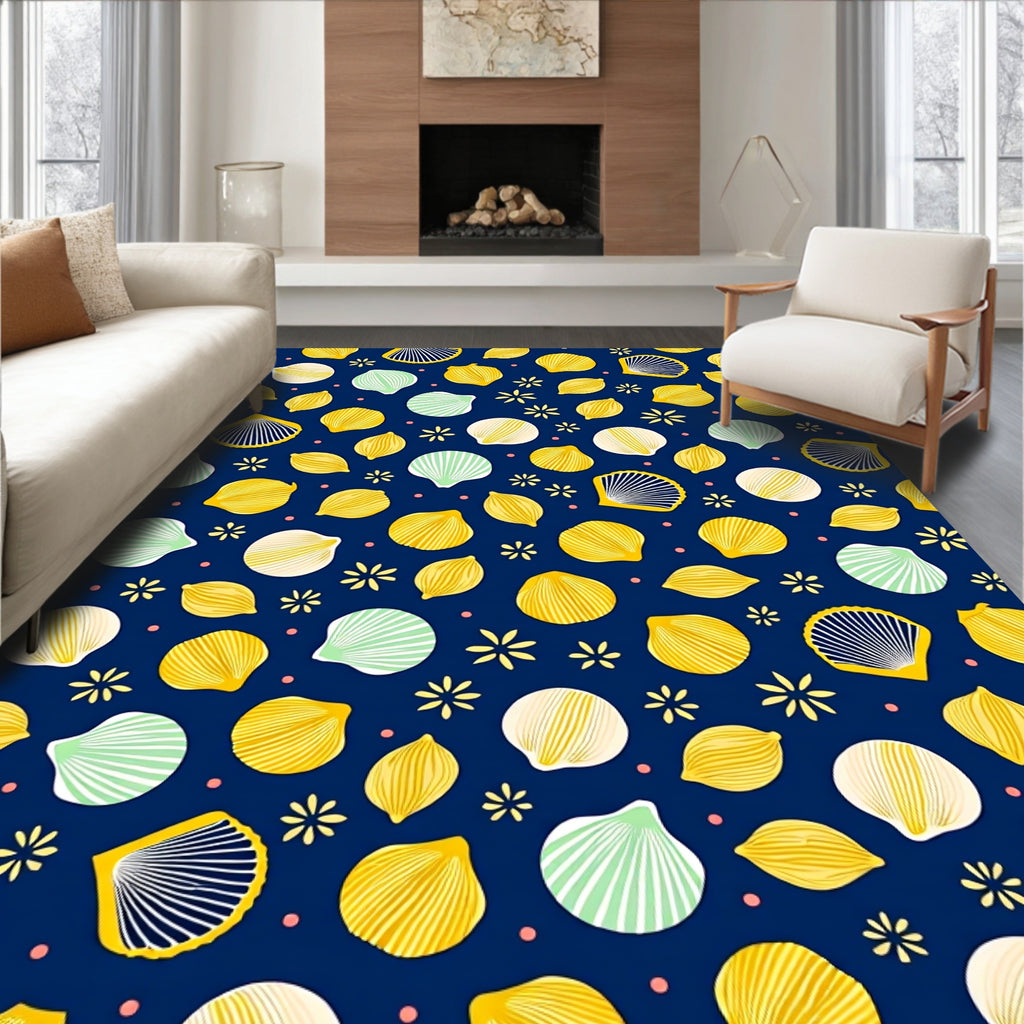 Coastal Yellow Shell Sea Collection Rug