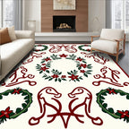 Crimson Wreaths and Abstract Figures Rug