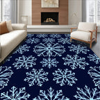 Light Blue Snowflake Cluster Background Rug
