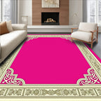 Vivid Magenta Geometric Medallion Border Rug