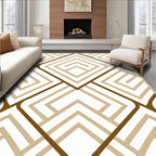 Modern Beige Brown Geometric Maze Rug