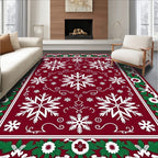 Crimson Snowflake Bordered Medallion Rug