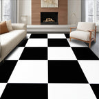 Bold Black White Checkered Squares Rug