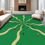 Radiant Yellow Swirl Red Flower Rug