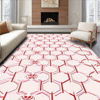 Red Hexagonal Butterfly Chain Rug