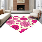 Pink Rose Floral Heart Rug
