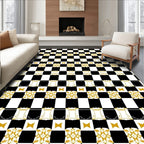 Victorian Black Gold Courtly Motif Rug