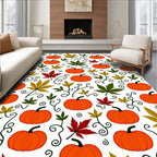 Autumn Pumpkin Maple Leaf Garland Rug