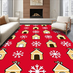 Gingerbread Houses Snowflake Repeat Red Rug