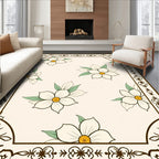 Cream Floral Border with Daffodil Blossoms Rug