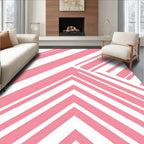 Modern Pink White Diagonal Stripes Rug