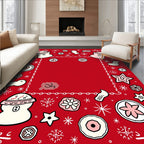 Charming Snowman Flower Frame Rug