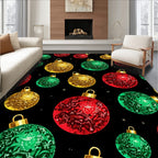 Glittering Red Green Gold Ornament Stars Rug