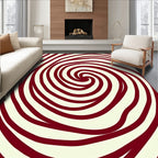 Deep Red Swirl Continuous Line Rug