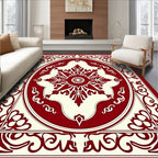 Crimson Ivory Ornate Medallion Rug