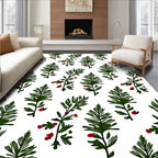 Green Sprig Red Berry Garland Rug