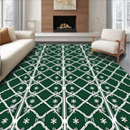 Deep Green Lattice Star Inlay Rug
