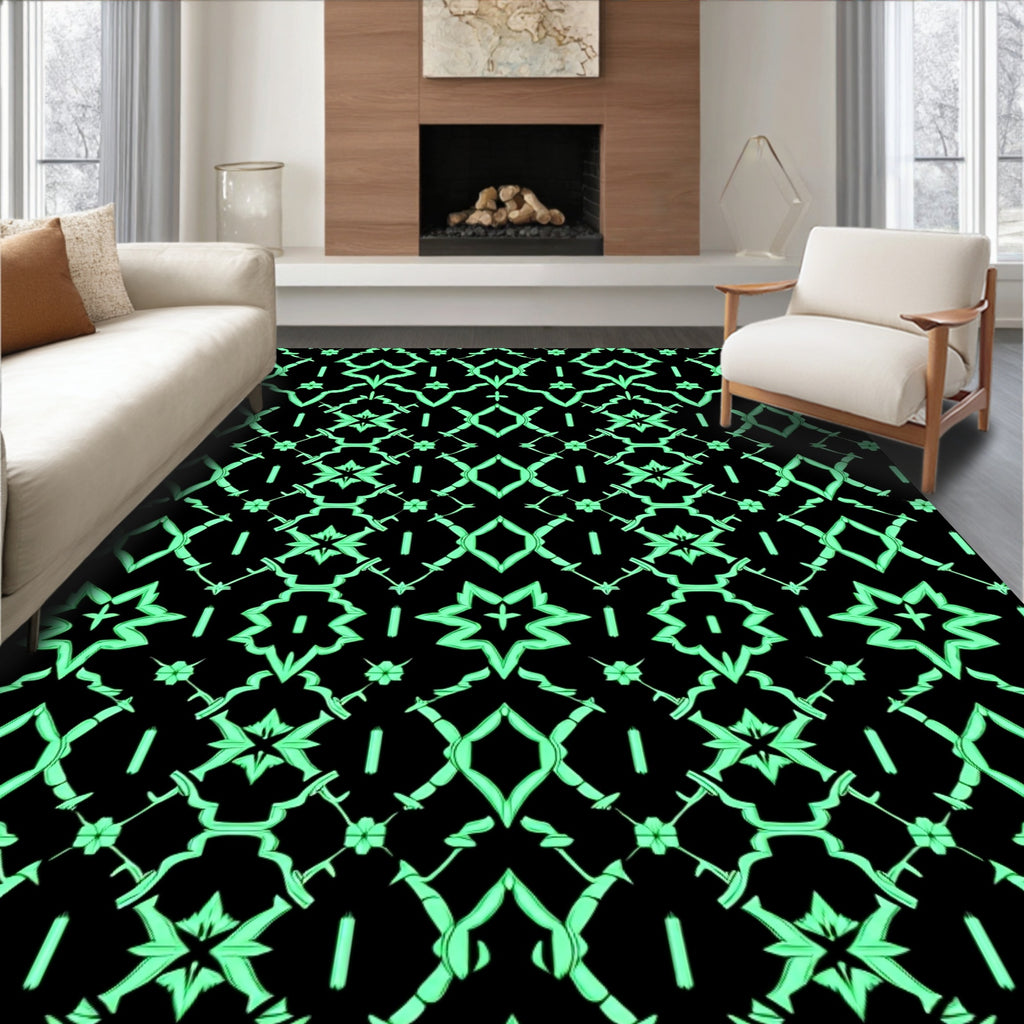 Mint Green Art Deco Lattice Rug