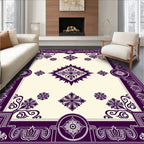 Regal Purple Floral Medallion Border Rug