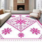 Hot Pink Snowflake Diamond Border Rug