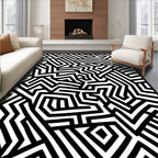 Black and White Geometric Maze Rug