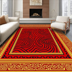 Bold Red Maze Geometric Rug