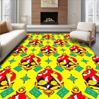 Bold Red Golden Lantern Motif Rug