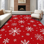 Crimson White Snowflake Shower Rug