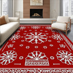 White Snowflake Red Bandana Rug