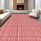 Classic Red White Checkered Textile Rug
