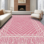 Pink Diamond Geometric Vine Border Rug