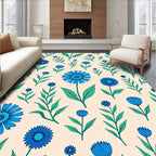 Bold Royal Blue Floral Meadow Rug