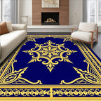 Royal Blue Golden Medallion Border Rug