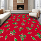 Crimson Forest Green Leaf Burst Rug