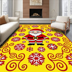 Jolly Santa Claus Red Snowflake Garland Rug