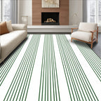Dark Green Vertical Stripe Arrangement Rug