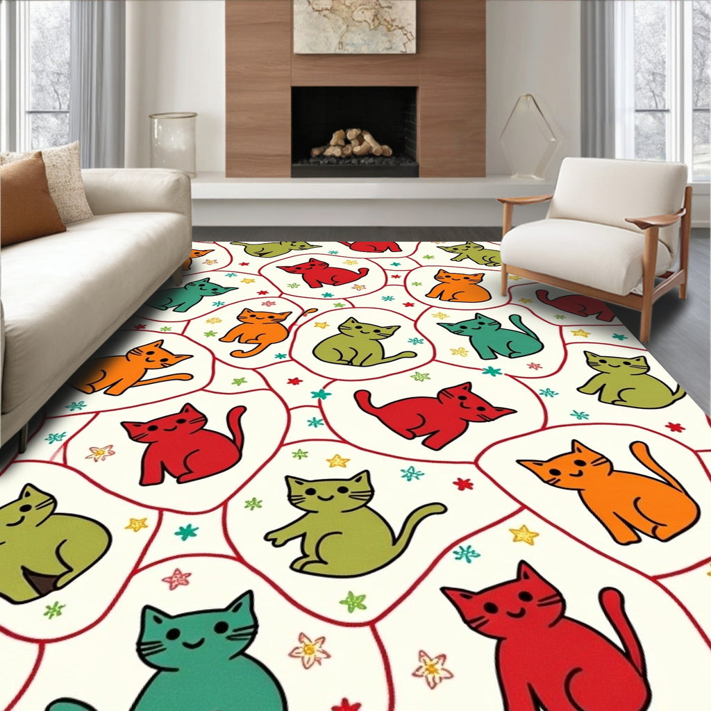 Cute Feline Friends Starry Fun Rug