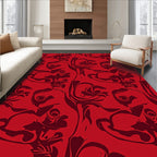 Crimson Abstract Swirls Organic Rug