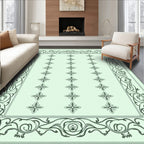 Pale Green Floral Bordered Rug