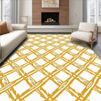 Golden Woven Crosshatch Diamond Rug