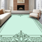 Elegant Mint Oval Scroll Border Rug