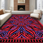 Vibrant Red Purple Abstract Radial Art Rug