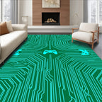 Teal Circuit Board Video Game Controllers Rug