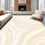 Cream Beige Swirling Lines Rug