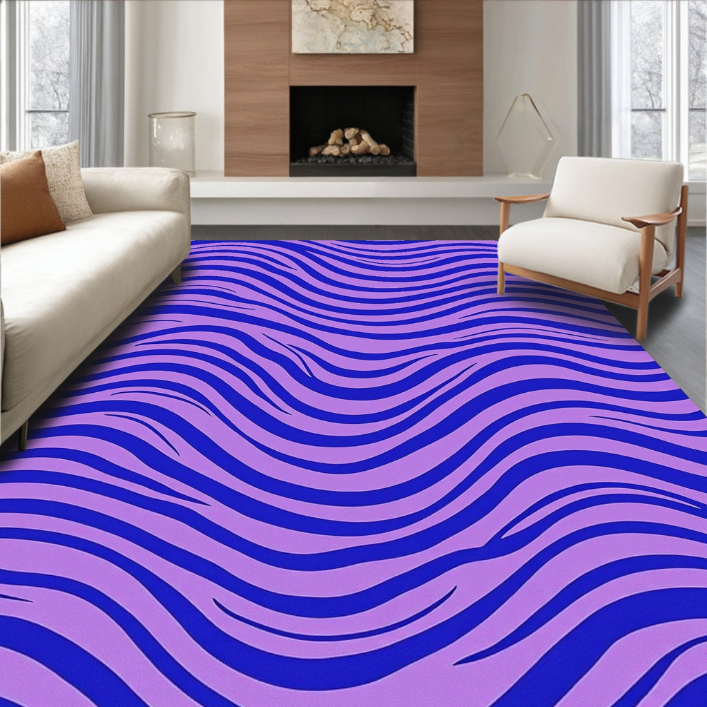 Violet Blue Wavy Stripes Rug