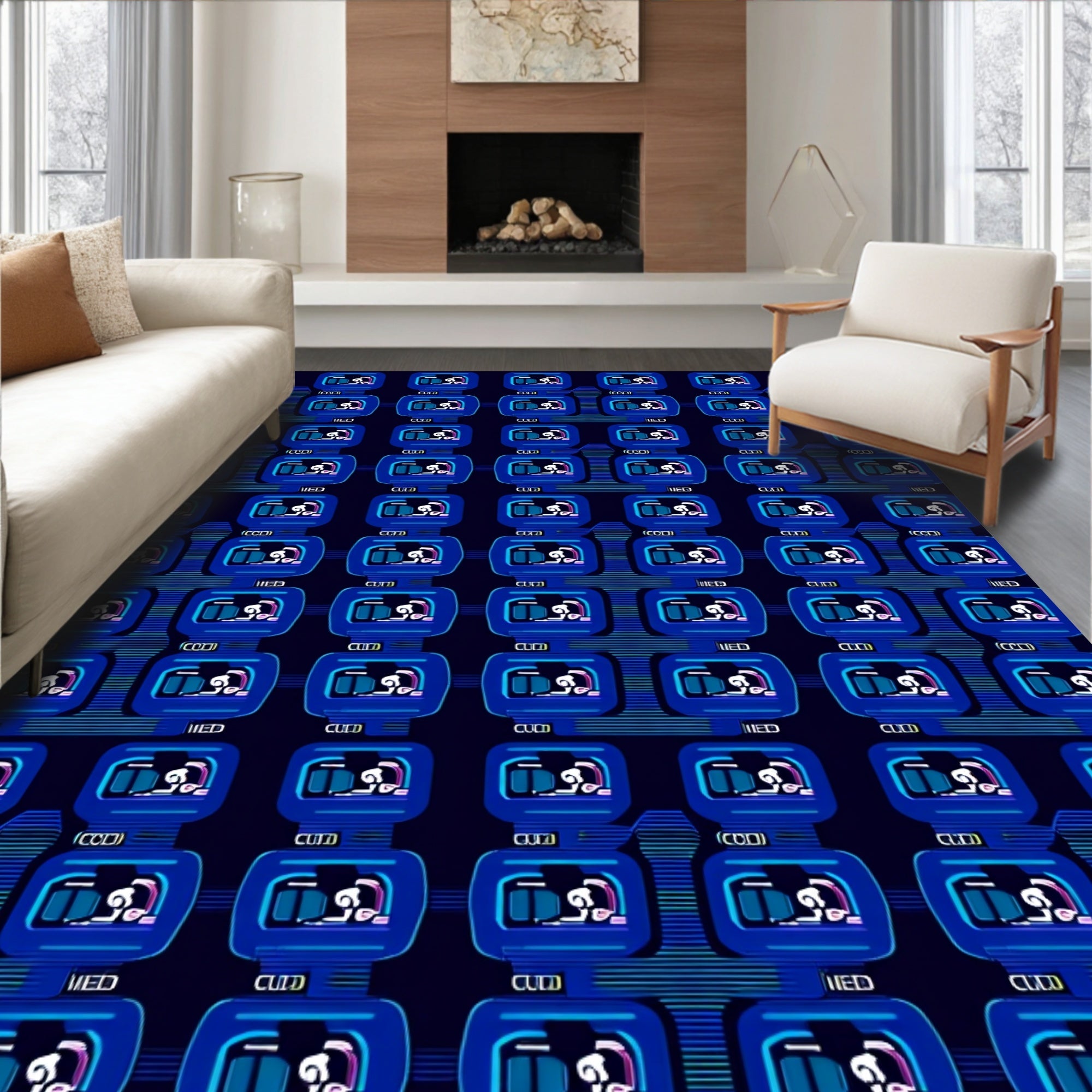 Retro Digital Display Arrangement Rug