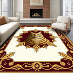 Regal Brown Striped Cat Emblem Rug