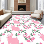 Pink Rabbit Floral Watercolor Rug
