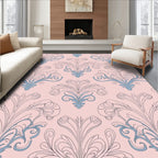 Pale Pink Blue Acanthus Scrolls Rug