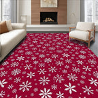 White Snowflake Medley on Deep Red Rug